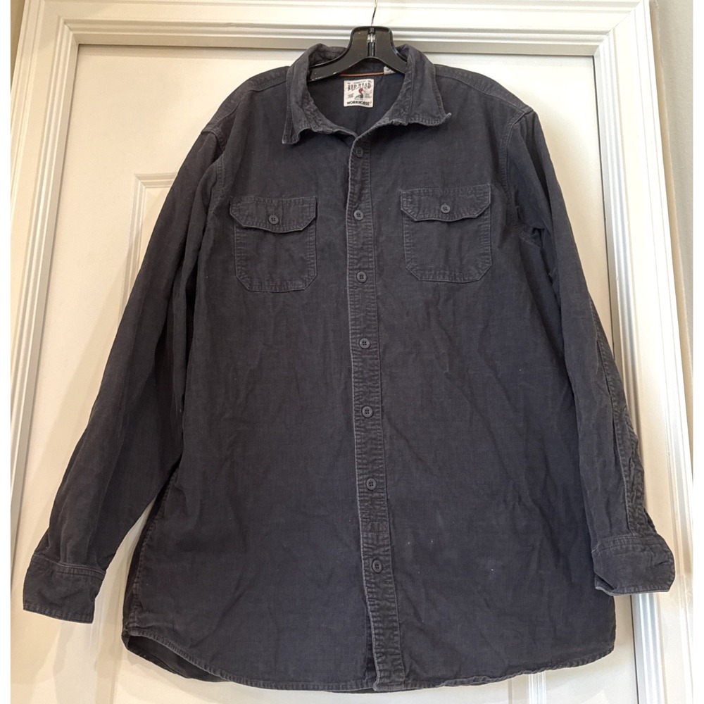 VTG Men's Red Head Corduroy WORKHORSE Button Up Shirt Gray Size XLT Outdoors *Se
